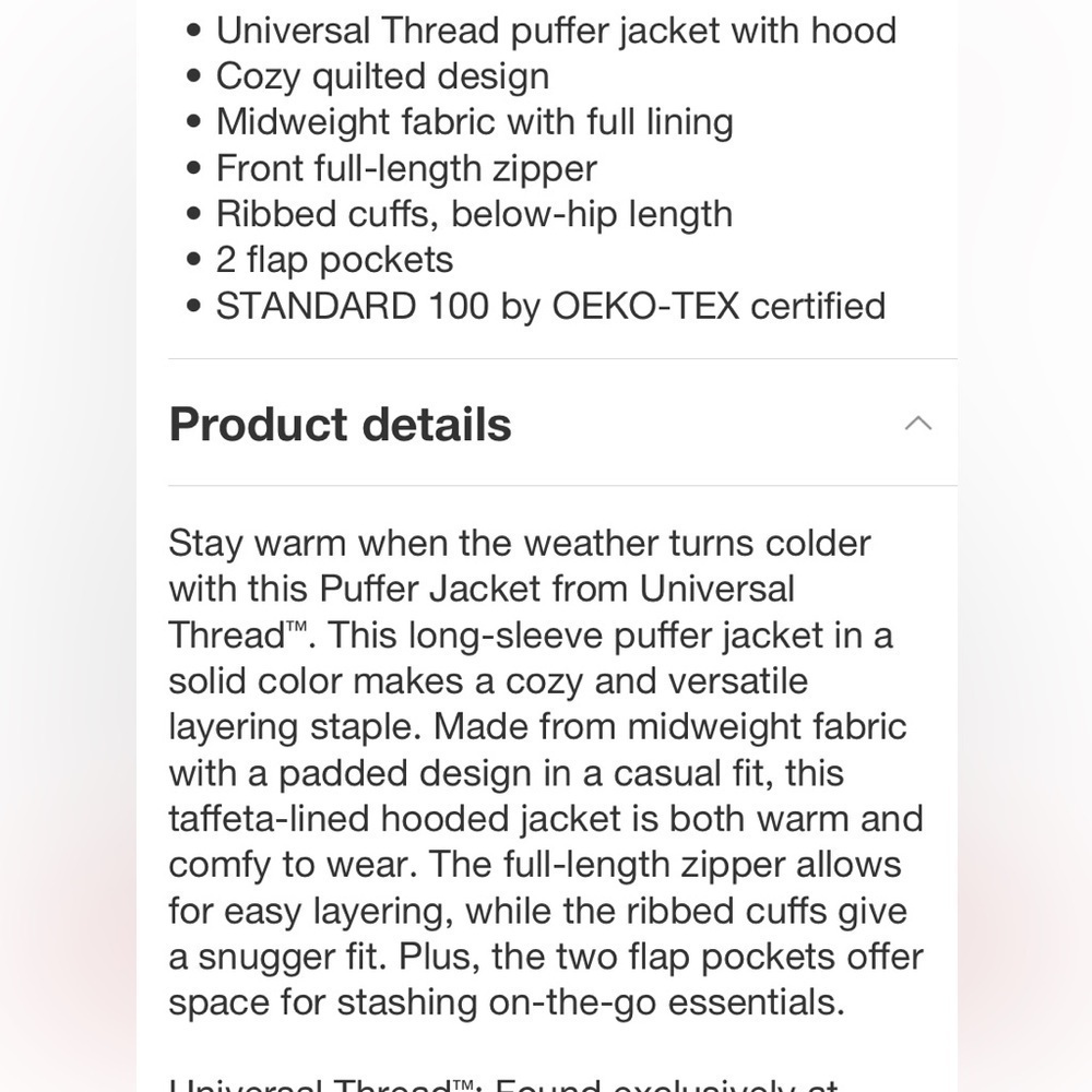 Women's Puffer Jacket - Universal Thread™
Pink XL new - Picture 5 of 6